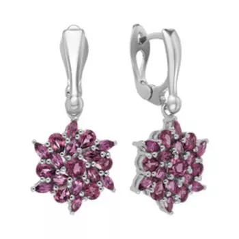 Серебряные серьги с родолитами