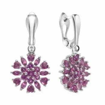 Серебряные серьги с родолитами