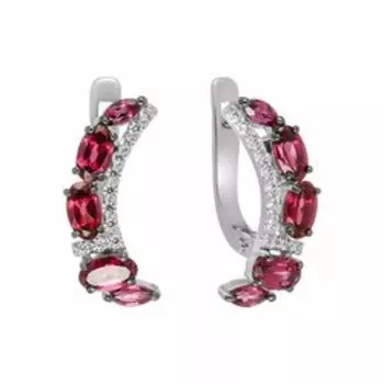 Серебряные серьги с родолитами