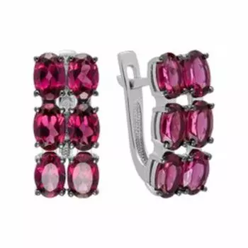 Серебряные серьги с родолитами