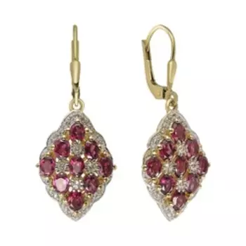 Серебряные серьги с родолитами и белыми топазами