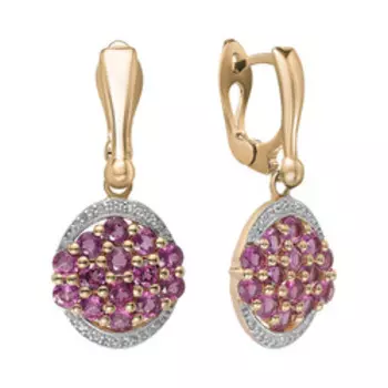 Серебряные серьги с родолитами и белыми топазами