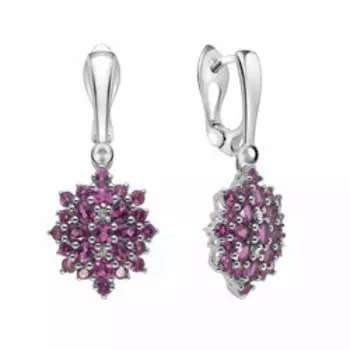 Серебряные серьги с родолитами и белыми топазами