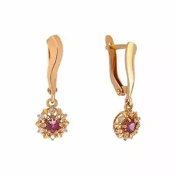 Серебряные серьги с родолитами и фианитами