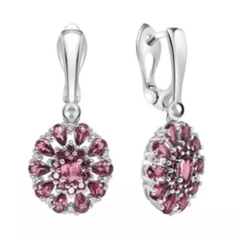 Серебряные серьги с родолитами и топазами