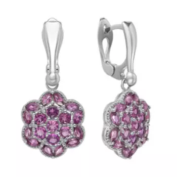 Серебряные серьги с родолитами и топазами