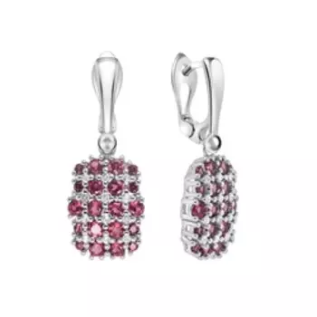 Серебряные серьги с родолитами и топазами