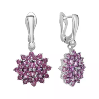 Серебряные серьги с родолитами