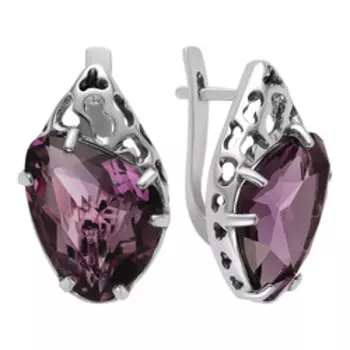Серебряные серьги с родолитовым кварцем