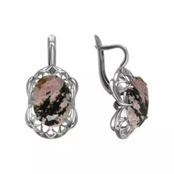 Серебряные серьги с родонитами