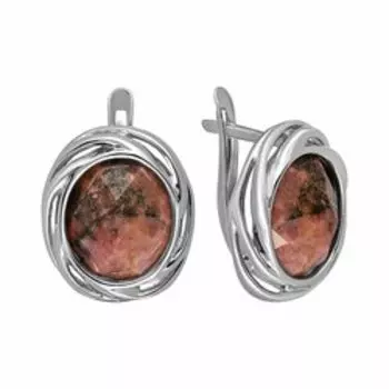 Серебряные серьги с родонитами
