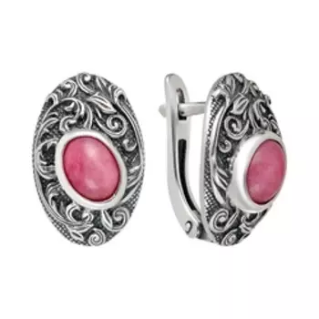 Серебряные серьги с родонитом