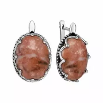 Серебряные серьги с родонитом