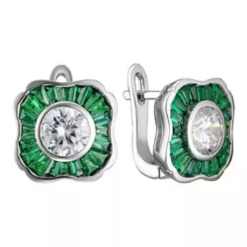 Серебряные серьги с россыпью кубического циркония