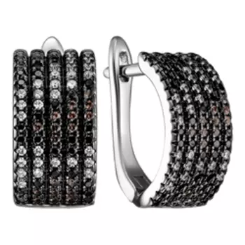 Серебряные серьги с россыпью нанокристаллов и фианитов