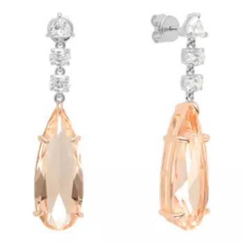 Серебряные серьги с розовым и бесцветным кубическим цирконием