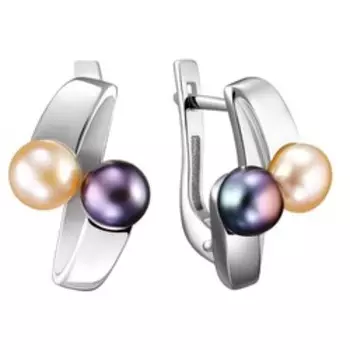 Серебряные серьги с розовым и черным жемчугом