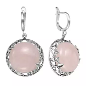 Серебряные серьги с розовым кварцем
