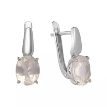 Серебряные серьги с розовым кварцем