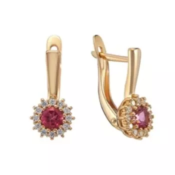 Серебряные серьги с розовыми топазами и фианитами