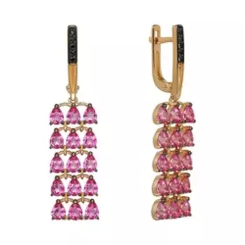Серебряные серьги с розовыми топазами и шпинелью