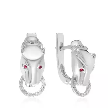 Серебряные серьги с рубинами