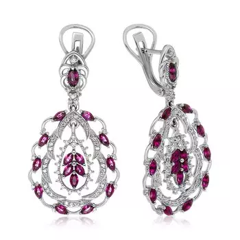 Серебряные серьги с рубинами