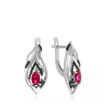 Серебряные серьги с рубинами