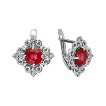 Серебряные серьги с рубинами