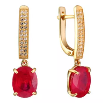 Серебряные серьги с рубинами и белыми топазами