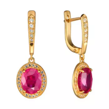 Серебряные серьги с рубинами и белыми топазами