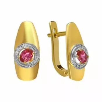 Серебряные серьги с рубинами и бриллиантами