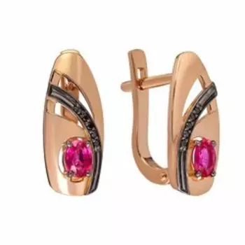 Серебряные серьги с рубинами и бриллиантами