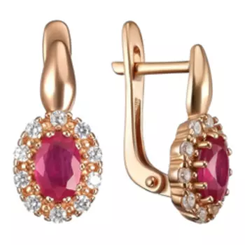 Серебряные серьги с рубинами и фианитами