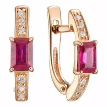 Серебряные серьги с рубинами и фианитами