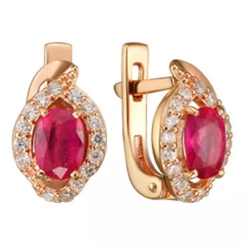 Серебряные серьги с рубинами и фианитами