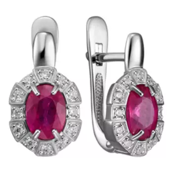 Серебряные серьги с рубинами и фианитами
