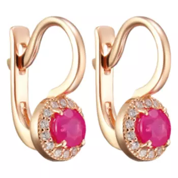 Серебряные серьги с рубинами и фианитами