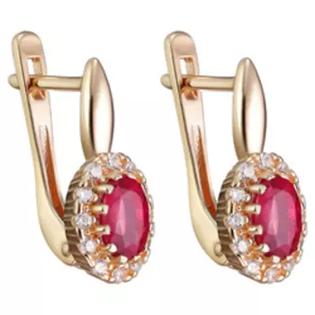 Серебряные серьги с рубинами и фианитами