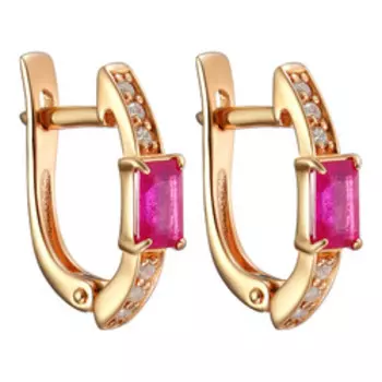 Серебряные серьги с рубинами и фианитами