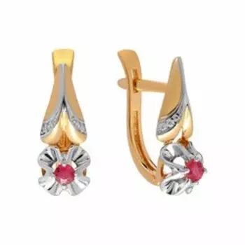 Серебряные серьги с рубинами и фианитами
