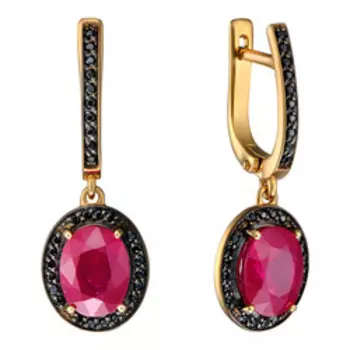 Серебряные серьги с рубинами и шпинелью