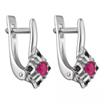 Серебряные серьги с рубинами и шпинелью