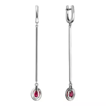 Серебряные серьги с рубинами и шпинелью
