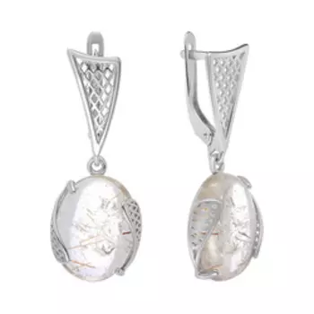 Серебряные серьги с рутиловым кварцем