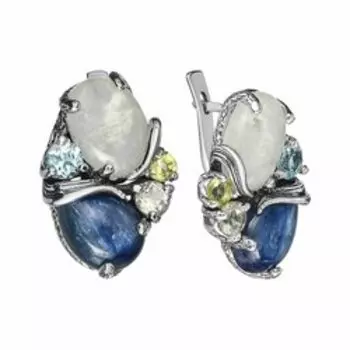 Серебряные серьги с самоцветами