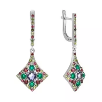 Серебряные серьги с самоцветами