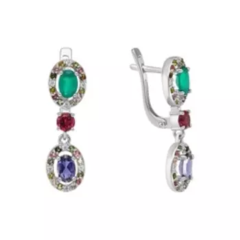 Серебряные серьги с самоцветами