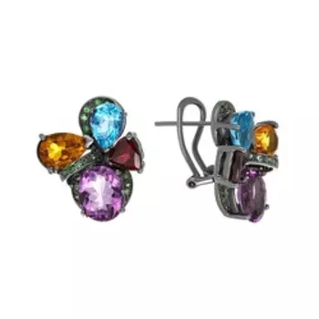 Серебряные серьги с самоцветами