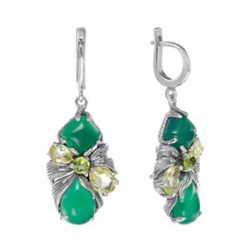 Серебряные серьги с самоцветами